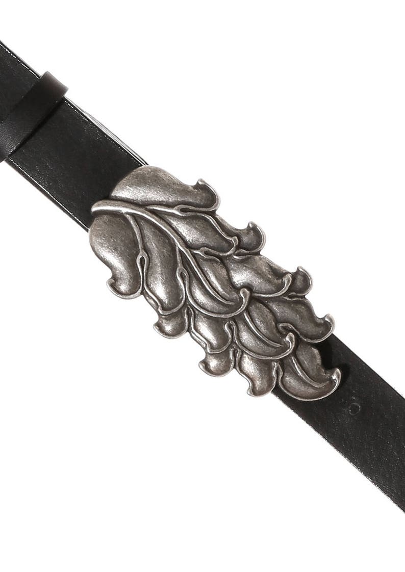 Black leather belt silver buckle for women Bohemian belt with Etsy