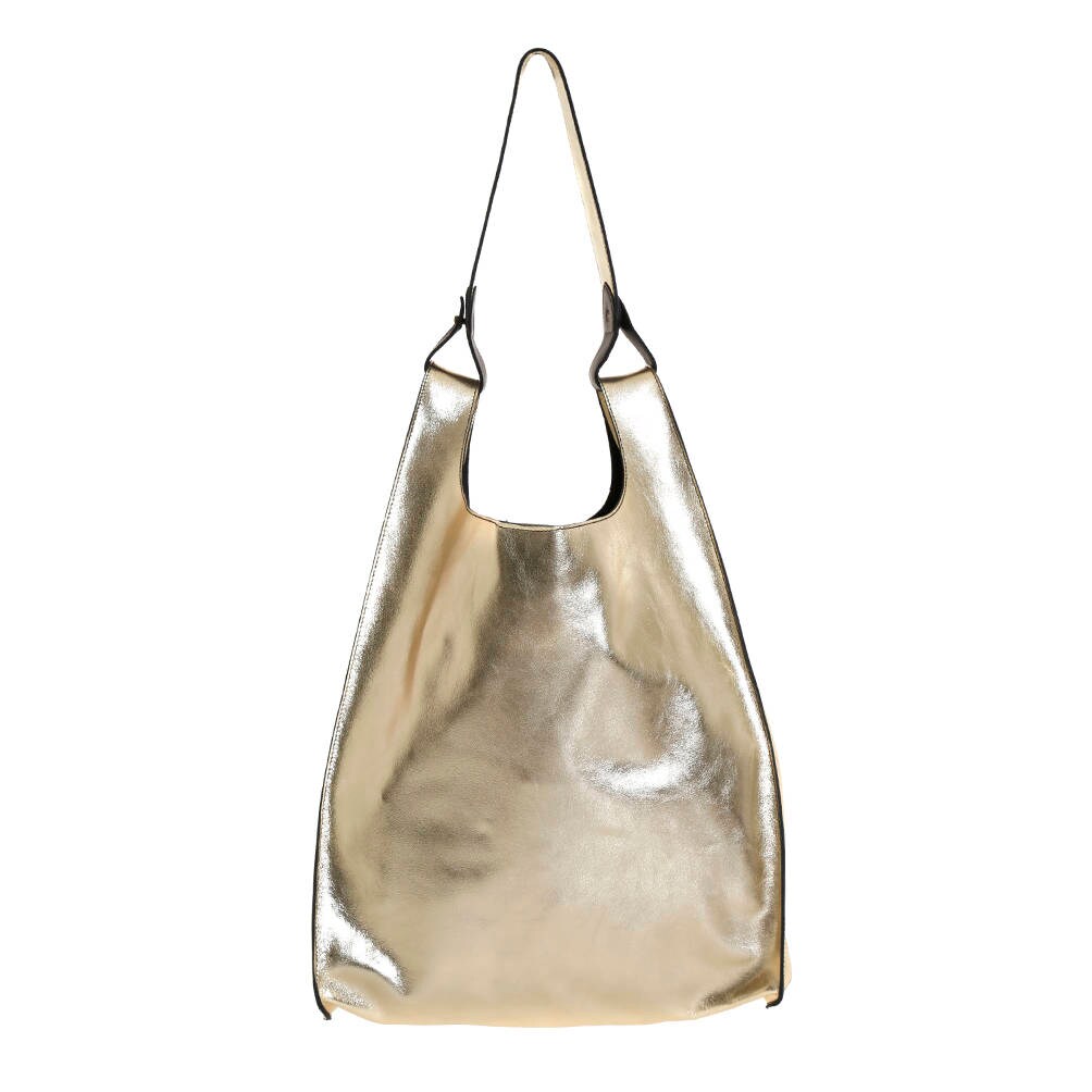 Gold leather shoulder bag metallic leather tote bag shiny | Etsy
