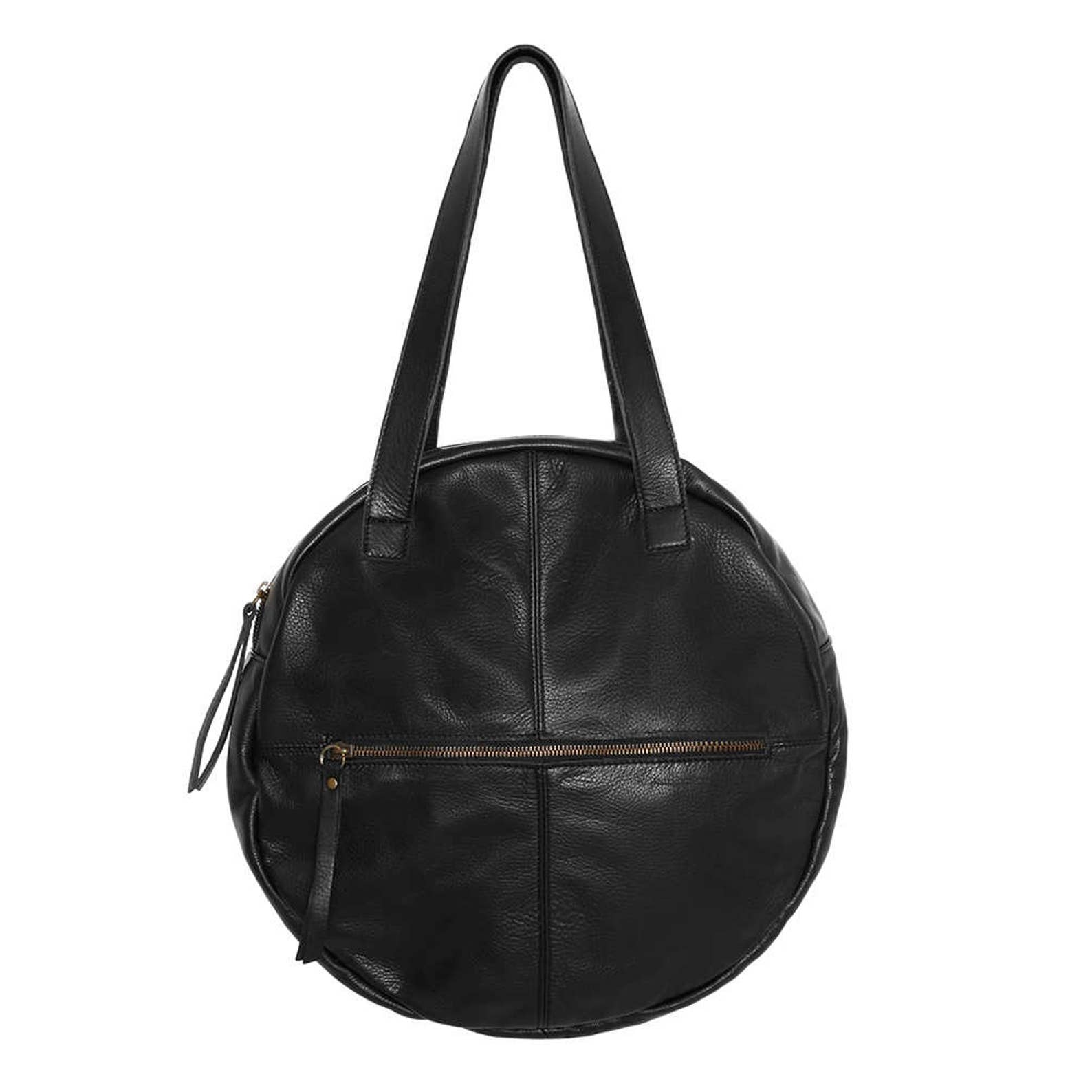 Black Round Leather Bag Circle Leather Purse Black Roomy - Etsy