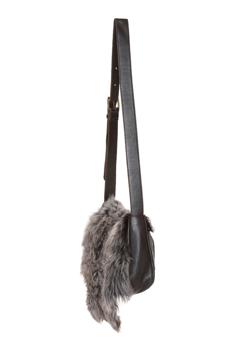 Fur Crossbody Bag Lamb Fur Bag Leather Crossbody Bag Grey Etsy