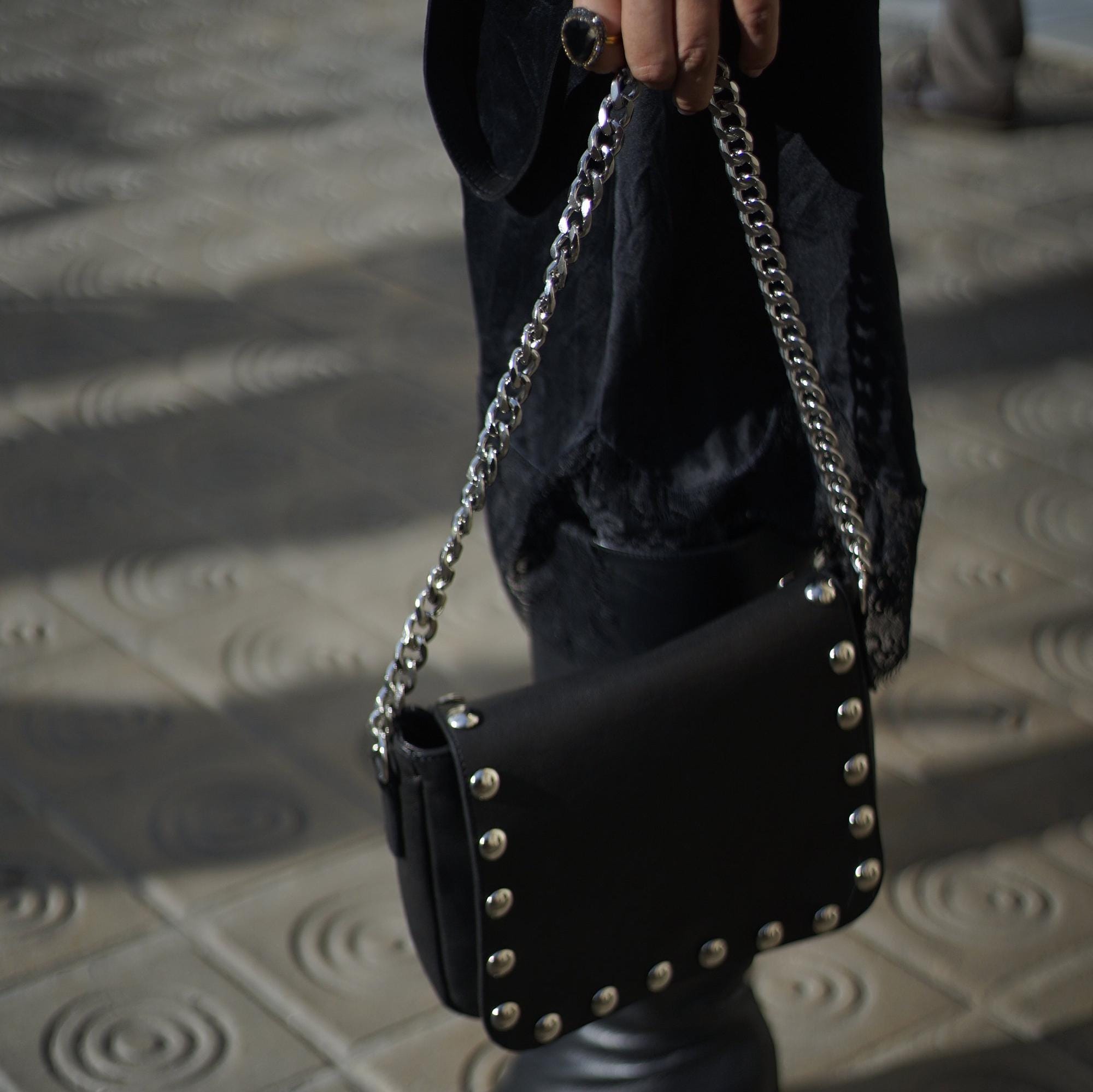 Black Studded Purse, Studded Leather Bag, Small Bag for Women, Saddle Leather Purse, Leather Box Bag With Chain - Etsy Black Studded Purse, Studded Leather Bag, Small Bag for Women, Saddle Leather Purse, Leather Box Bag With Chain - Etsy