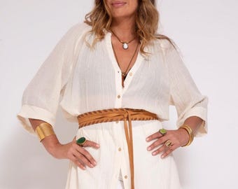 Cinturón fino de piel de ante con borlas, cinturón obi marrón estilo boho hecho a mano.