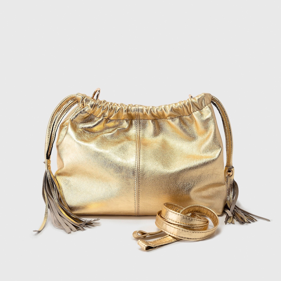 Gold-Toned & Green Embellished Box Clutch – Elegant Metal Evening Bag with Shoulder Strap main image 0