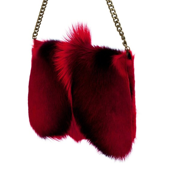 red fur handbag