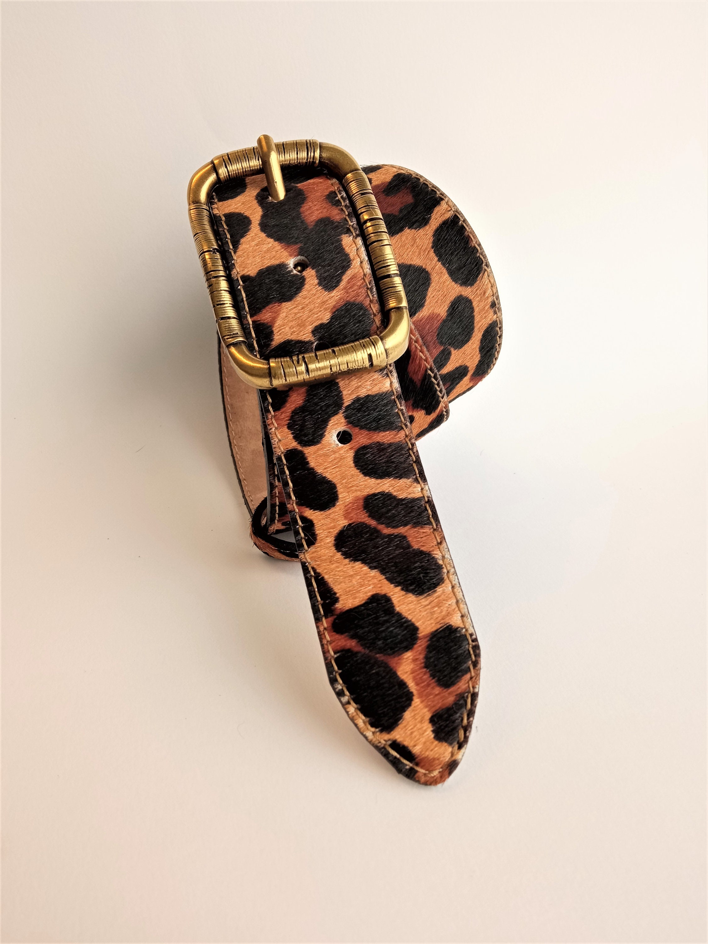 Animal Print Belt, Leopard Belt Handmade With Cow Hair on 