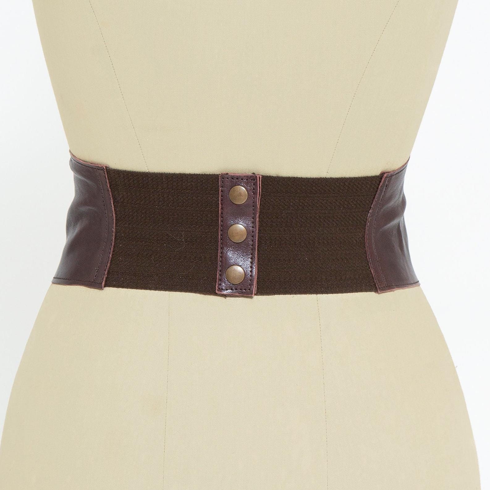Chic Full Grain Leather Elastic Belt, Wide Adjustable  display picture 1