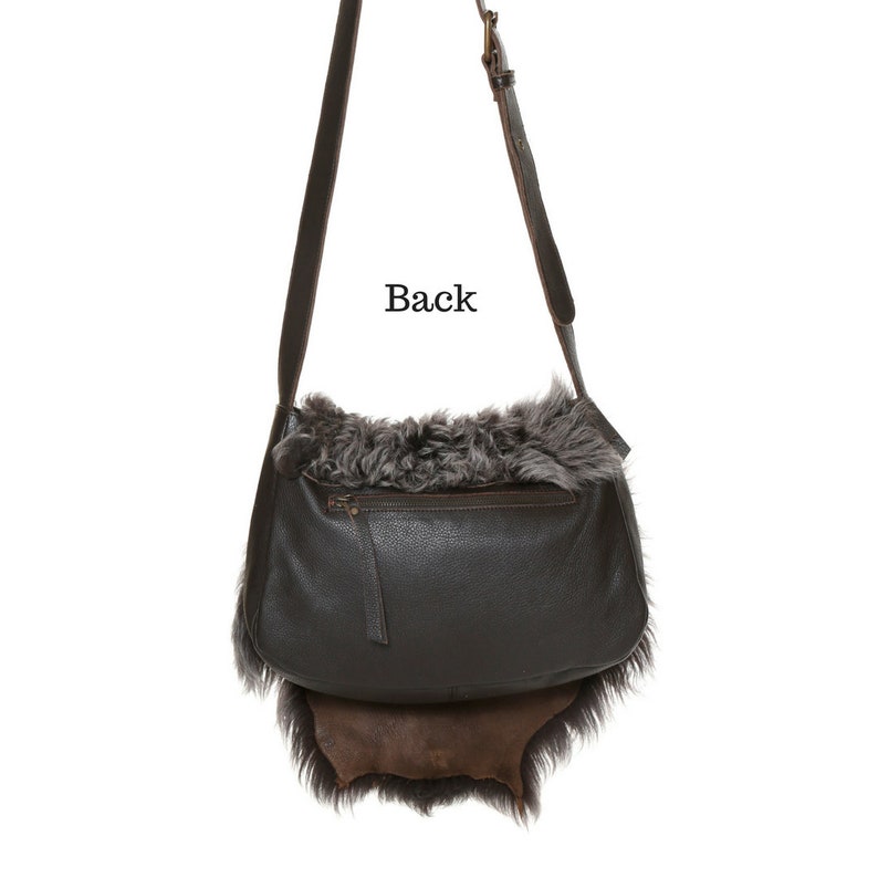 Fur Crossbody Bag Lamb Fur Bag Leather Crossbody Bag Grey Etsy