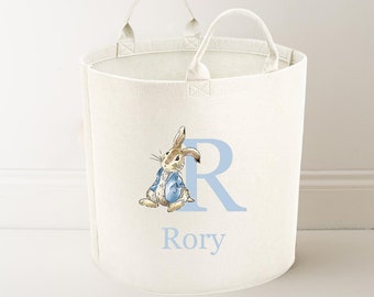 Personalised Blue Rabbit Storage ,Toy tub, basket, Toy box, Baby shower gift, baby Nursery, blanket box, Baby Girl gift, Nursery Storage