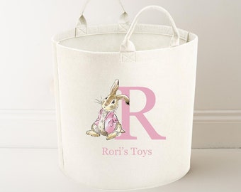Personalised Pink Rabbit Storage ,Toy tub, basket, Toy box, Baby shower gift, baby Nursery, blanket box, Baby Girl gift, Nursery Storage