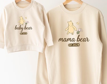Personalised Matching Mama Bear Sweatshirt, Baby Bear Sweatshirt, Classic Winnie, New mummy, Mum to be, Mothers Day gift, Baby Shower gift