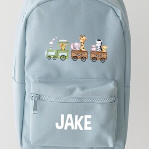 Personalised Safari Train Backpack, Name Mini Children’s Rucksack, animals, School and Nursery bag