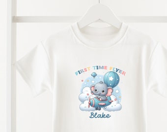 Personalised First Time Flyer Holiday T-shirt Babygrow - Airport t-shirt - First Holiday - T- Shirt- White T-shirt Kids Babies First flight
