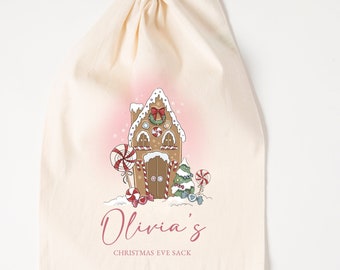 Personalised Christmas Eve Christmas Day Sack Gift Gingerbread theme