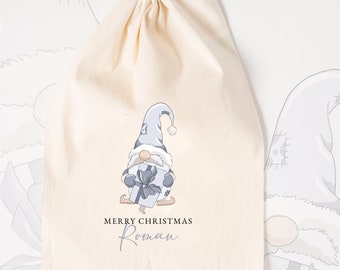 Personalised Christmas Eve Christmas Day Merry Christmas Sack Gift Blue