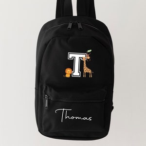 Sac à dos personnalisé Safari Initial Rucksack - Sac pour chambre d'école - Animaux de safari - Sac de rentrée pour filles - Sac pour garçons - autres couleurs