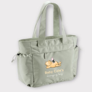 Sac pour bébé personnalisé classique Winnie l'ourson- sac d'hôpital- sac à langer-sac à langer-sac de landau-organisateur de bébé-vert doux-unisexe-plus de couleurs