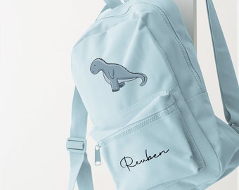 Personalised Dinosaur bag set Rucksack backpack school nursery bag and bottle more colours - T-Rex