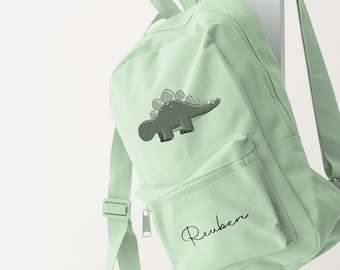 Personalised Dinosaur bag set Rucksack backpack school nursery bag and bottle more colours - Stegosaurus