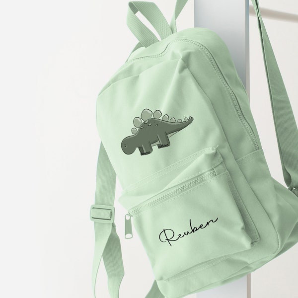 Personalised Dinosaur bag set Rucksack backpack school nursery bag and bottle more colours - Stegosaurus