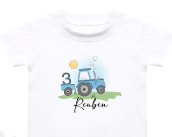 Personalised Tractor T-shirt any name and age Birthday Gift Christmas Gift Tractor boy tractor girl