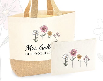 Personalised Teachers Gift - Bag - Bag Set Teacher bag Gifts Teacher gift flowers