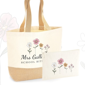 Personalised Teachers Gift - Bag - Bag Set Teacher bag Gifts Teacher gift flowers