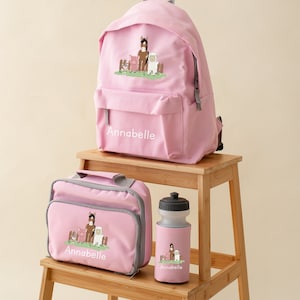 Ensemble sac à dos personnalisé animaux de la ferme Sac à dos, bouteille d'eau - sac à dos, 2 tailles - boîte à lunch - kit scolaire filles garçons - autres couleurs