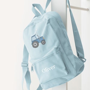 Ensemble de sac tracteur personnalisé sac à dos sac à dos, sac de garderie et bouteille plus de couleurs - tracteur bleu