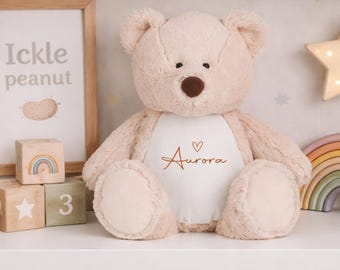 Personalised Teddy Bear Brown | Custom Name Soft Toy | Baby Gift | New Baby Keepsake | Nursery | Children’s Plush Toy