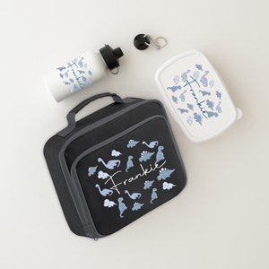 Set enfant dinosaure personnalisé pour chambre d'enfant, bouteille d'eau, glacière, boîte à sandwich, dinosaure bleu