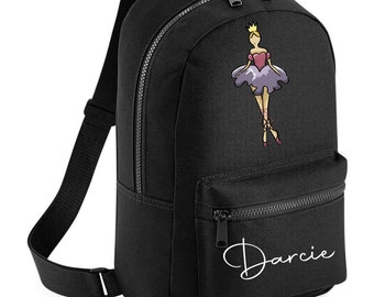 Personalised ballet Dancer, dancing, Backpack Rucksack Back to school, nursery, school bag, play school available in 8 striking colours