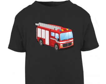 Personalised Name fire engine Tops, Fire Truck, Firefighter, fireman  Kids T-shirt Baby Clothes