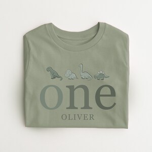 Personalised dinosaur T-shirt any name and age Birthday Gift Dinosaur theme all year T-shirt girls boys image 4