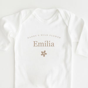 Personalised Daddy’s wild flower baby sleepsuit fathers day gift