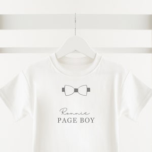 Personalised Page Boy T-Shirt Wedding T-Shirt any name White T-shirt Grey Text Children&#39;s Wedding gift