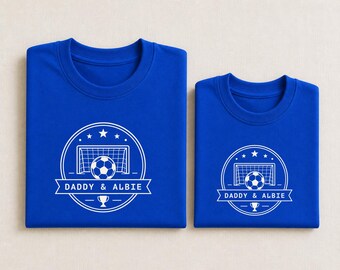 Personalised Football Matching T Shirts | Dad and Child Football Tops | Custom Family Sports Shirts | Any Name