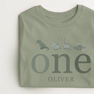 Personalised dinosaur T-shirt any name and age Birthday Gift Dinosaur theme all year T-shirt girls boys image 3