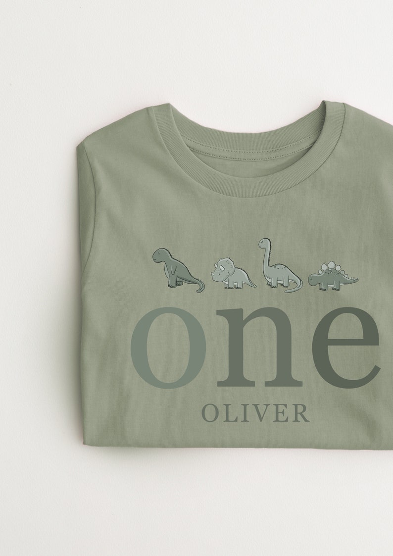 Personalised dinosaur T-shirt any name and age Birthday Gift Dinosaur theme all year T-shirt girls boys image 3
