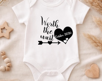 Personalised Baby Announcement Vest | Worth the wait, IVF Pregnancy Reveal | New Baby| Baby Shower Gift