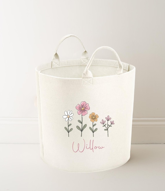 Personalised Flowers Children's Toy Tub, Storage Basket, Toy