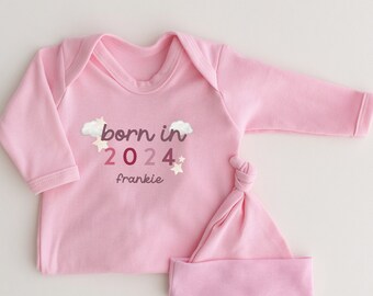 Hello World Personalised Babygrow Hat Born in 2025- Hello World