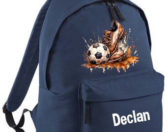Personalised Football and boots Name Bag Backpack Rucksack Children's Bags Back to School Children's Gifts Bag available in 2 sizes, ball