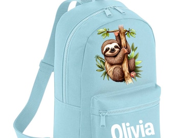 Personalised Sloth Animal Backpack Rucksack Tropical Rainforest