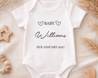 Personalised Baby Announcement Vest | Hearts design, Pregnancy Reveal | New Baby| Baby Shower Gift