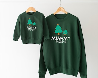 Personalised Family Matching Christmas Sweatshirt Jumper Baby Child Adult Mum Dad Nanna Grandad Kids More Colours Any Name Trees