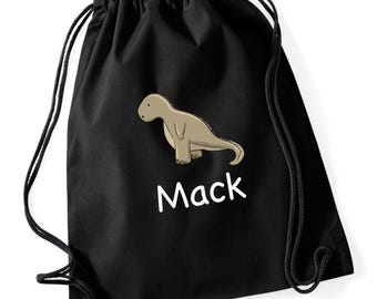 Personalised Dinosaur Gym Bag, 100% Cotton Drawstring Bag-T rex