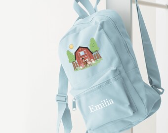 Personalised Farm animals bag set Rucksack backpack and bottle school nursery girls boys bag and bottle more colours - Farm animals