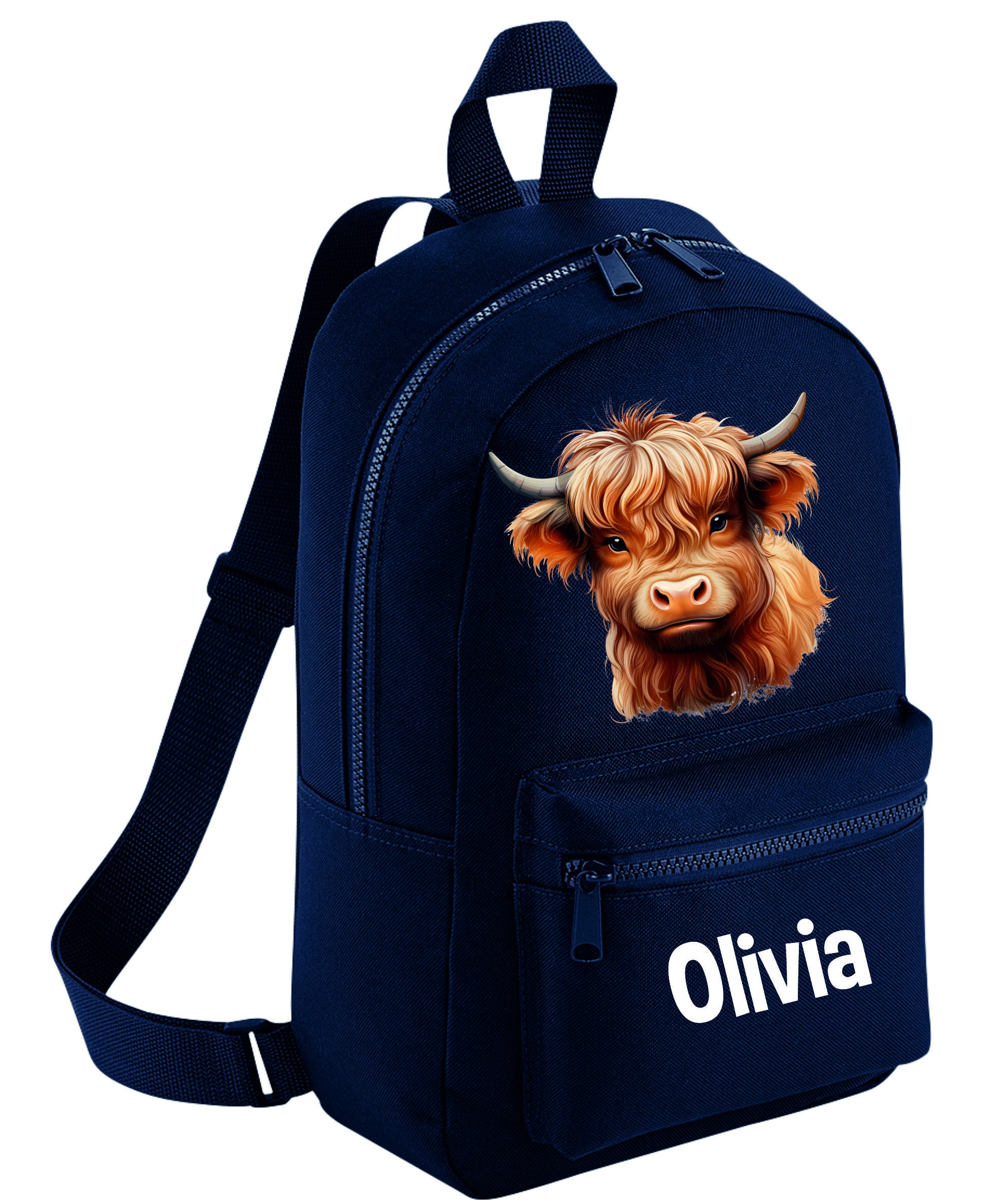 Personalised Highland Cow Backpack, Cute Animal School Bag 