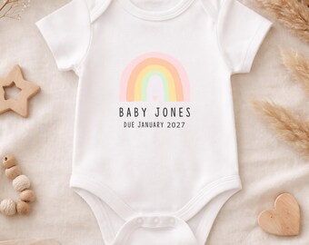 Personalised Rainbow Baby Announcement Vest | Pregnancy Reveal Bodysuit