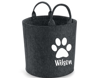 Personalised Dog Storage Basket -Dog Paw -Pet Supplies - Dog Toy Trug - More Colours available- Toy Box - Dog toy box - Gift for pet lovers